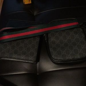 Black leather Fanny pack or crossbody